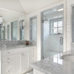 DDBuild-A English white and gray marble custom master bath remodel